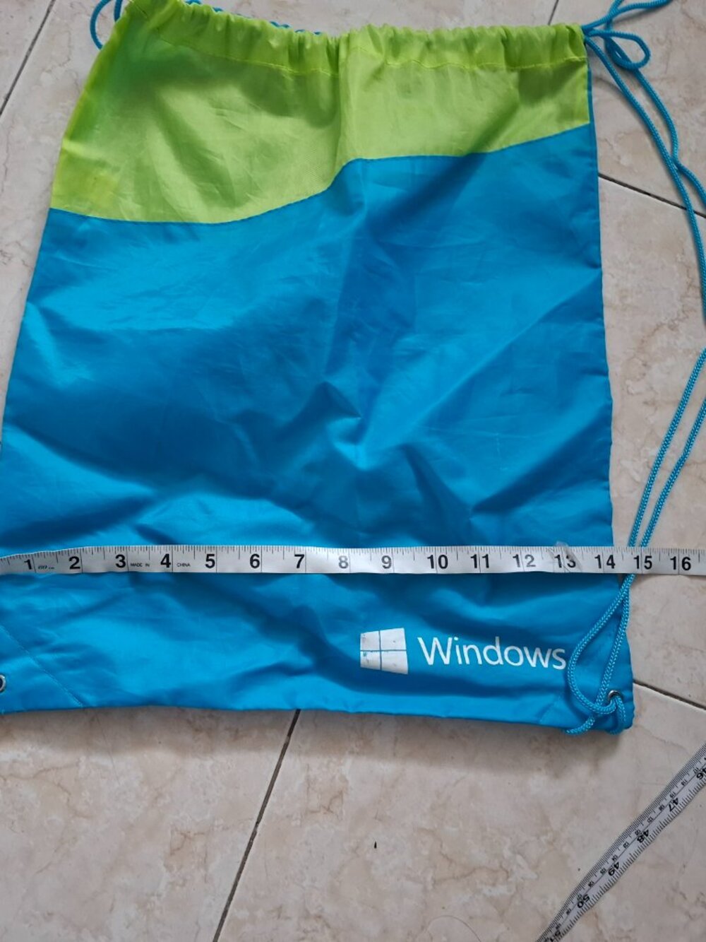 Simple Lightweight Super Thin Microsoft Green Blue Drawstring Bag Easy Practical